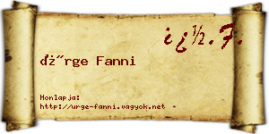 Ürge Fanni névjegykártya